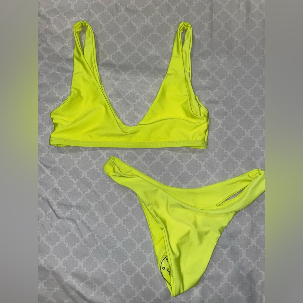 NWT Neon Yellow High Waisted Bikini Set